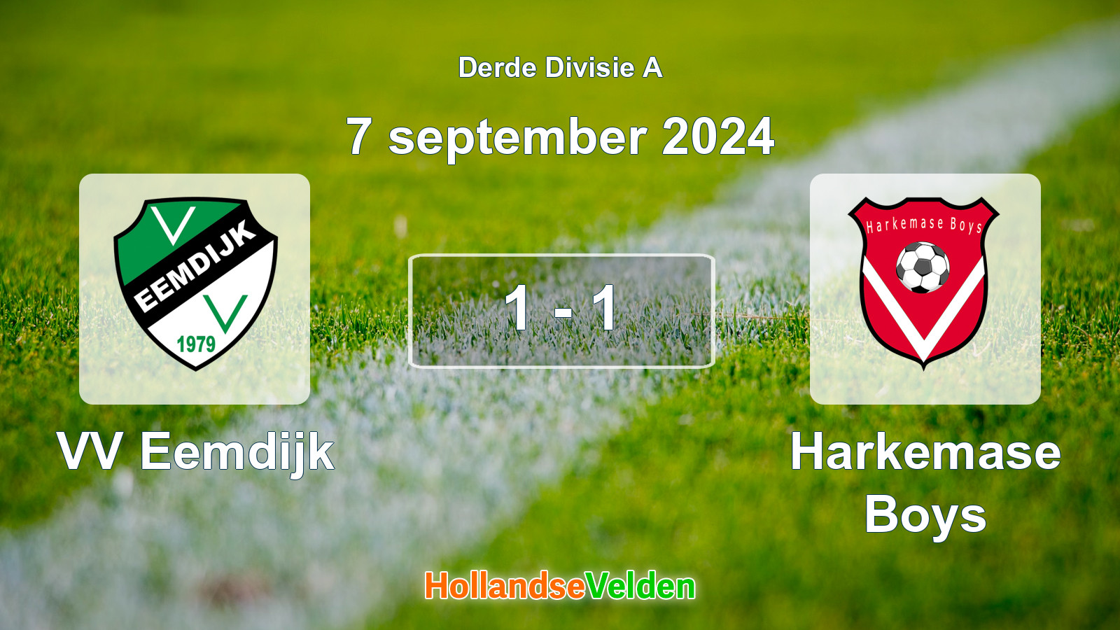 Gespeelde wedstrijd: VV Eemdijk - Harkemase Boys 1 - 1 (7 september 2024)