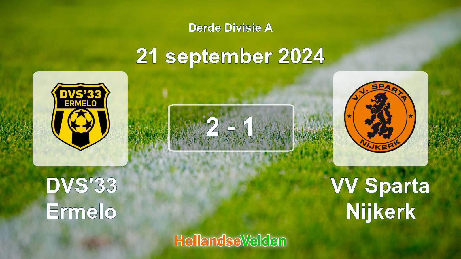 Gespeelde wedstrijd: DVS'33 Ermelo - VV Sparta Nijkerk 2 - 1 (21 september 2024)