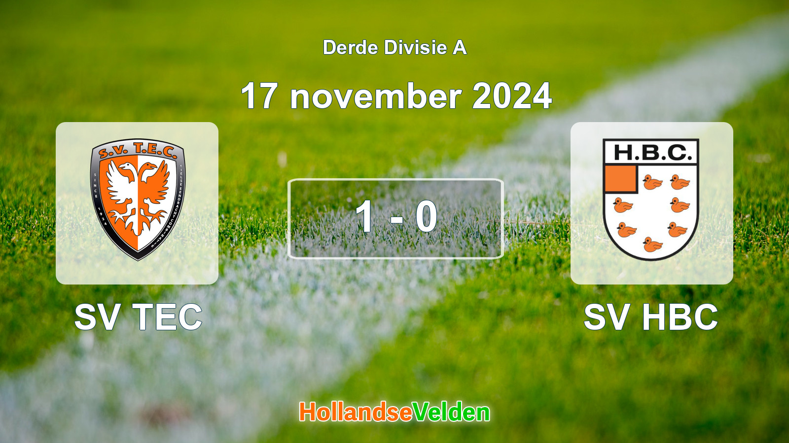 Gespeelde wedstrijd: SV TEC - SV HBC 1 - 0 (17 november 2024)