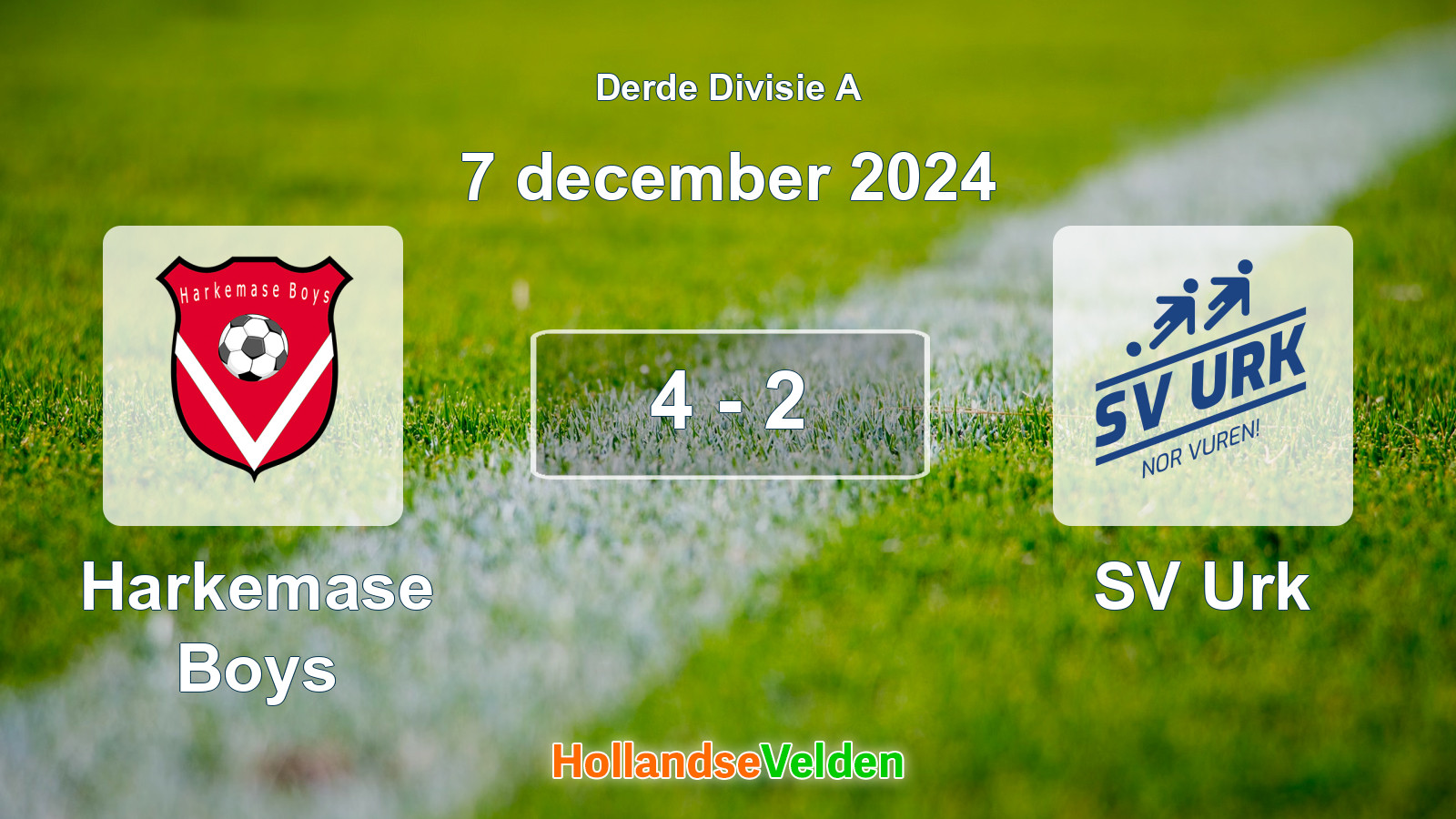 Gespeelde wedstrijd: Harkemase Boys - SV Urk 4 - 2 (7 december 2024)
