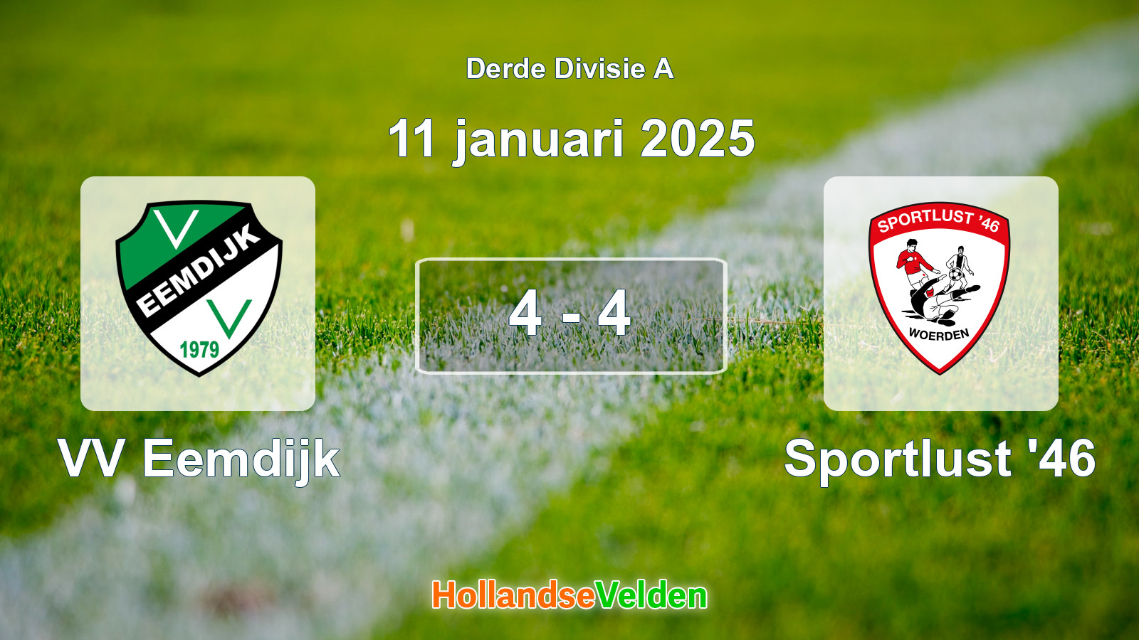 Gespeelde wedstrijd: VV Eemdijk - Sportlust '46 4 - 4 (11 januari 2025)