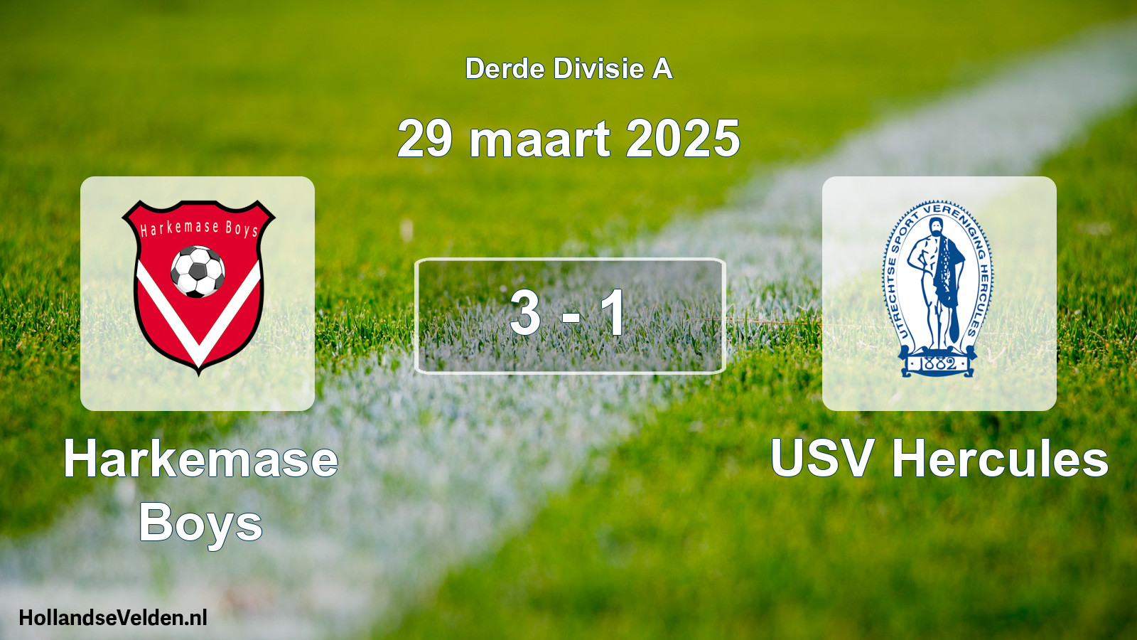 Gespeelde wedstrijd: Harkemase Boys - USV Hercules 3 - 1 (29 maart 2025)