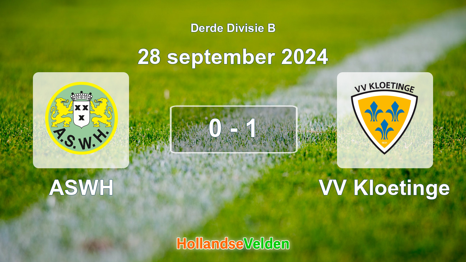 Gespeelde wedstrijd: ASWH - VV Kloetinge 0 - 1 (28 september 2024)