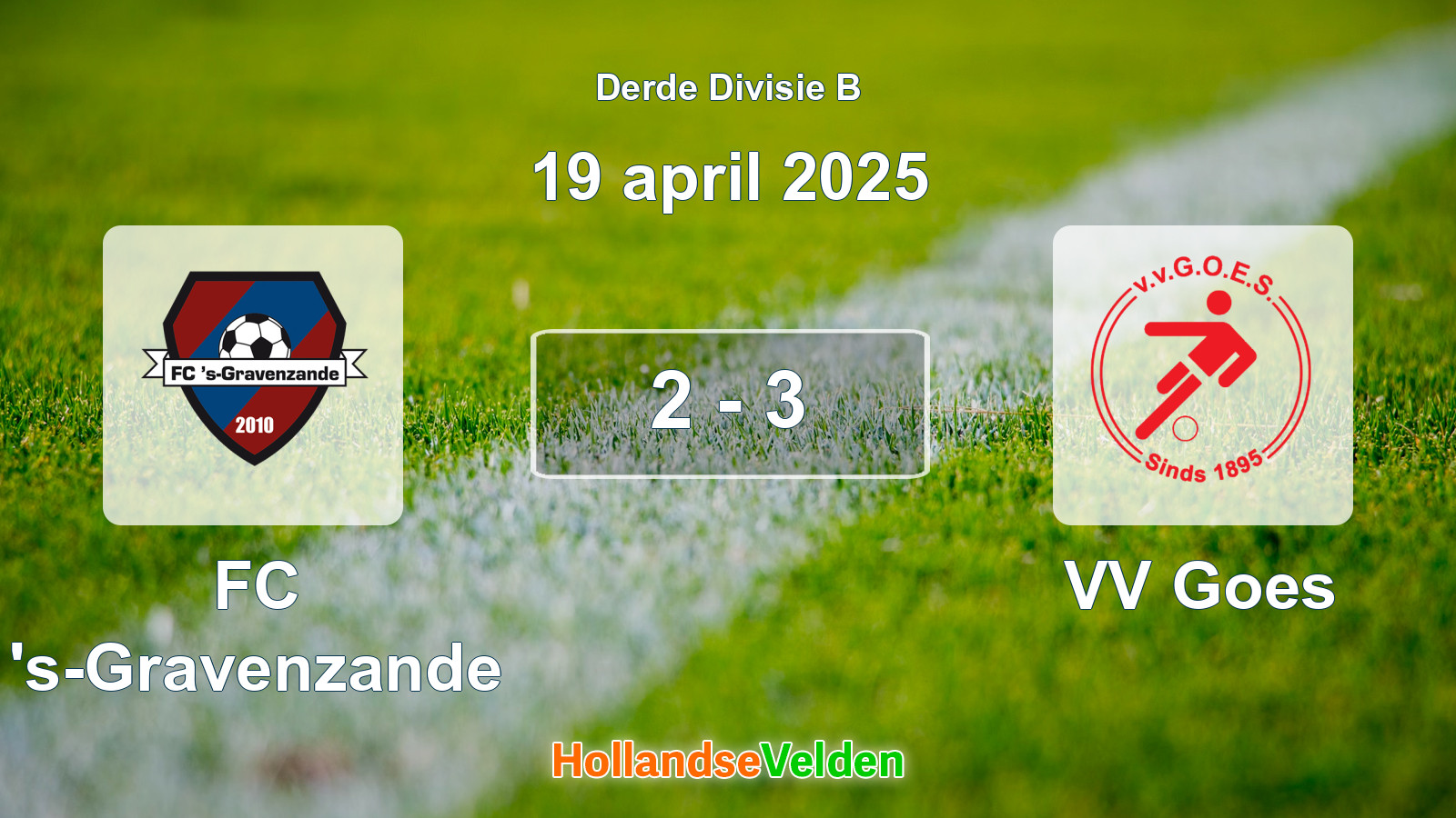 Gespeelde wedstrijd: FC 's-Gravenzande - VV Goes 2 - 3 (19 april 2025)