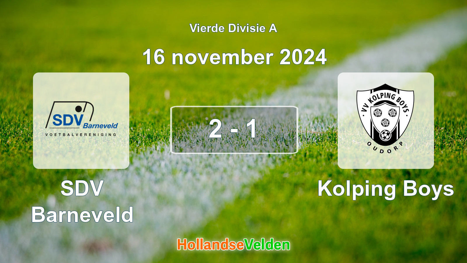 Gespeelde wedstrijd: SDV Barneveld - Kolping Boys 2 - 1 (16 november 2024)