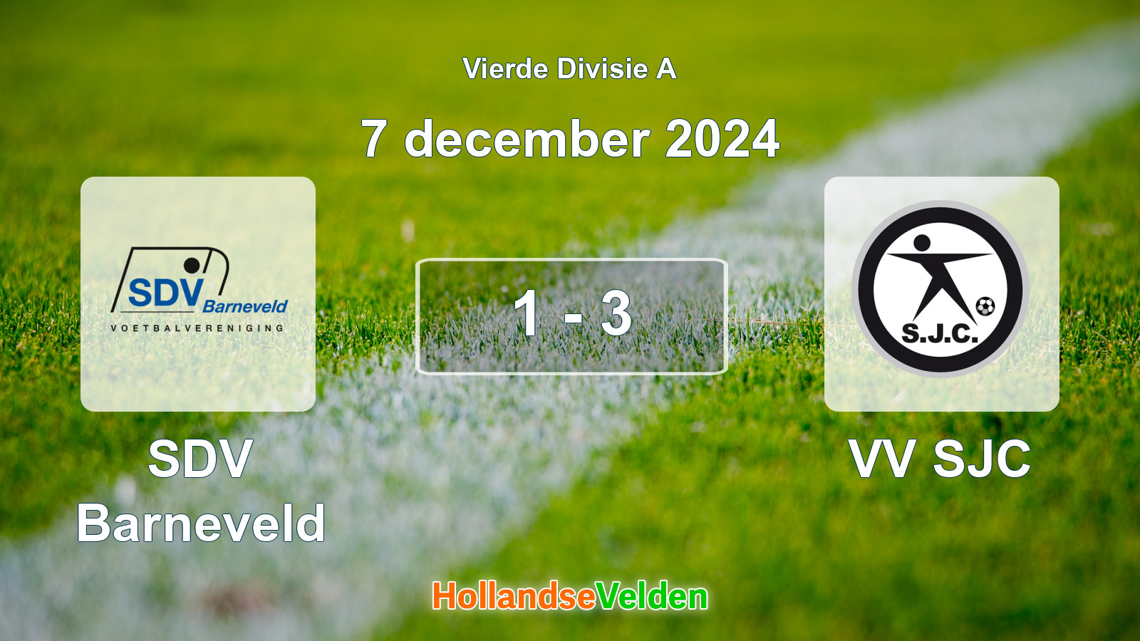 Gespeelde wedstrijd: SDV Barneveld - VV SJC 1 - 3 (7 december 2024)