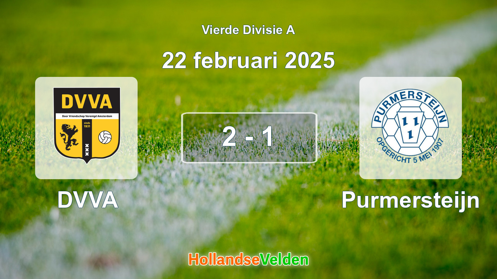 Gespeelde wedstrijd: DVVA - Purmersteijn 2 - 1 (22 februari 2025)