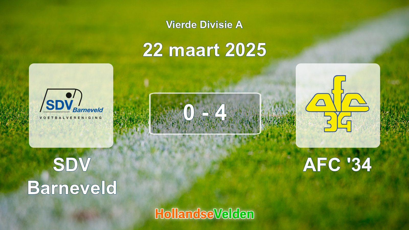 Gespeelde wedstrijd: SDV Barneveld - AFC '34 0 - 4 (22 maart 2025)