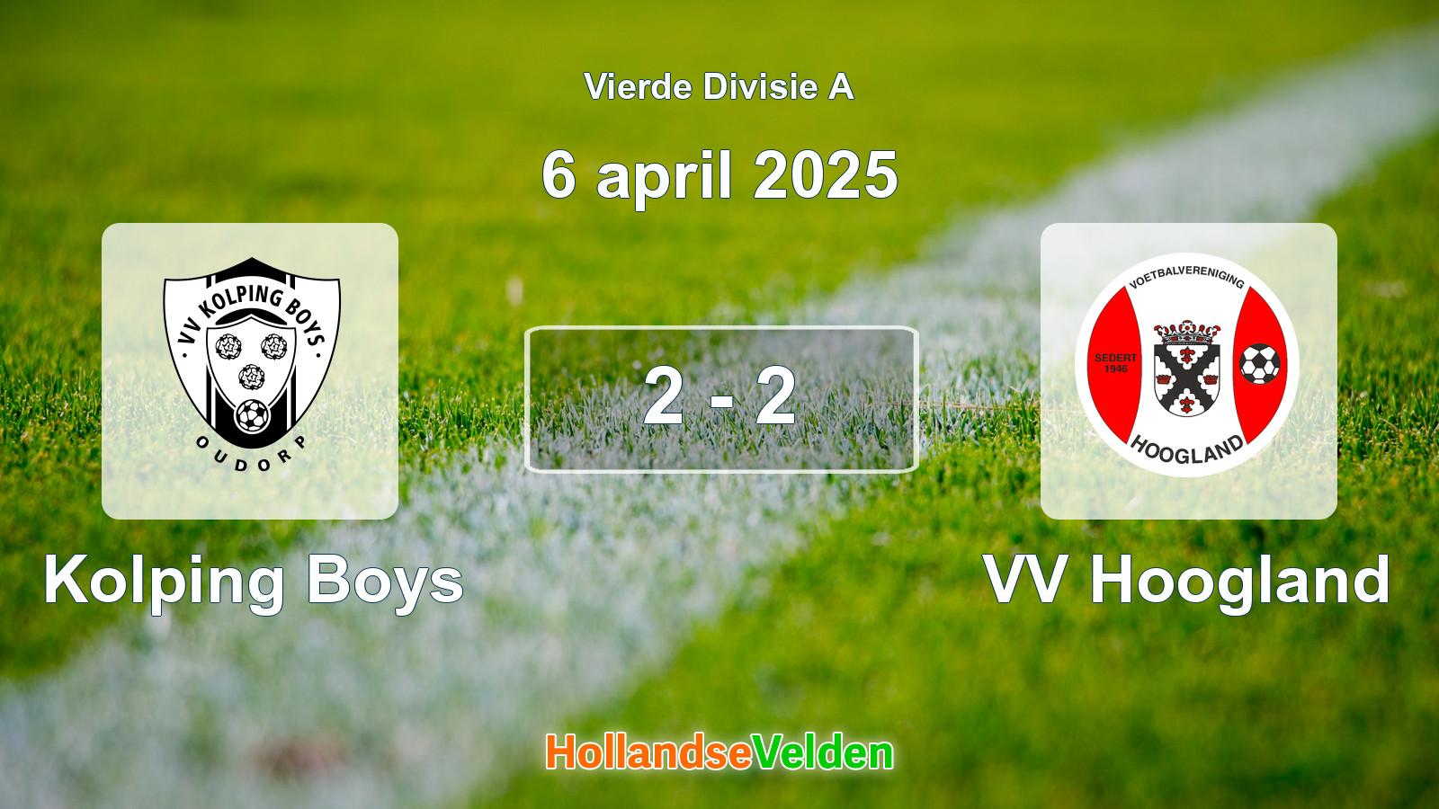 Gespeelde wedstrijd: Kolping Boys - VV Hoogland 2 - 2 (6 april 2025)
