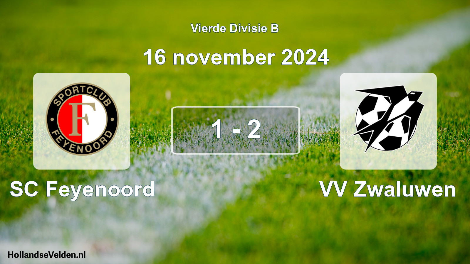 Gespeelde wedstrijd: SC Feyenoord - VV Zwaluwen 1 - 2 (16 november 2024)