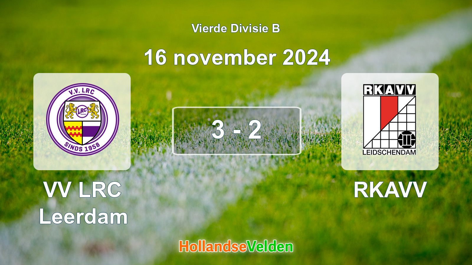 Gespeelde wedstrijd: VV LRC Leerdam - RKAVV 3 - 2 (16 november 2024)