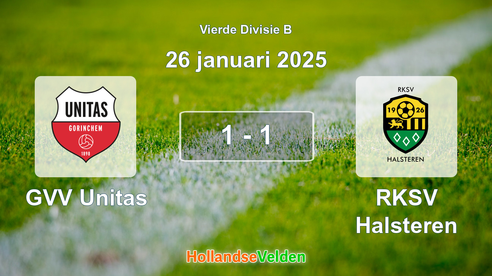 Gespeelde wedstrijd: GVV Unitas - RKSV Halsteren 1 - 1 (26 januari 2025)