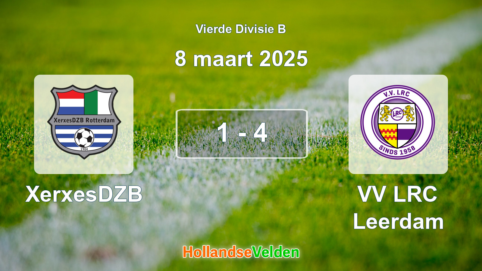 Gespeelde wedstrijd: XerxesDZB - VV LRC Leerdam 1 - 4 (8 maart 2025)