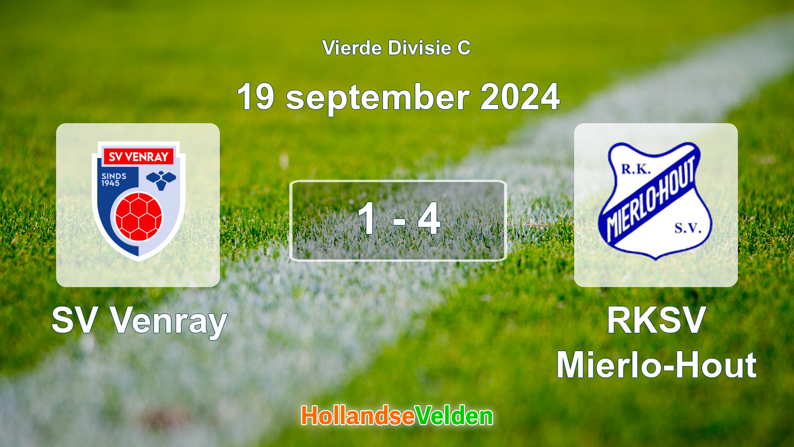 Gespeelde wedstrijd: SV Venray - RKSV Mierlo-Hout 1 - 4 (19 september 2024)