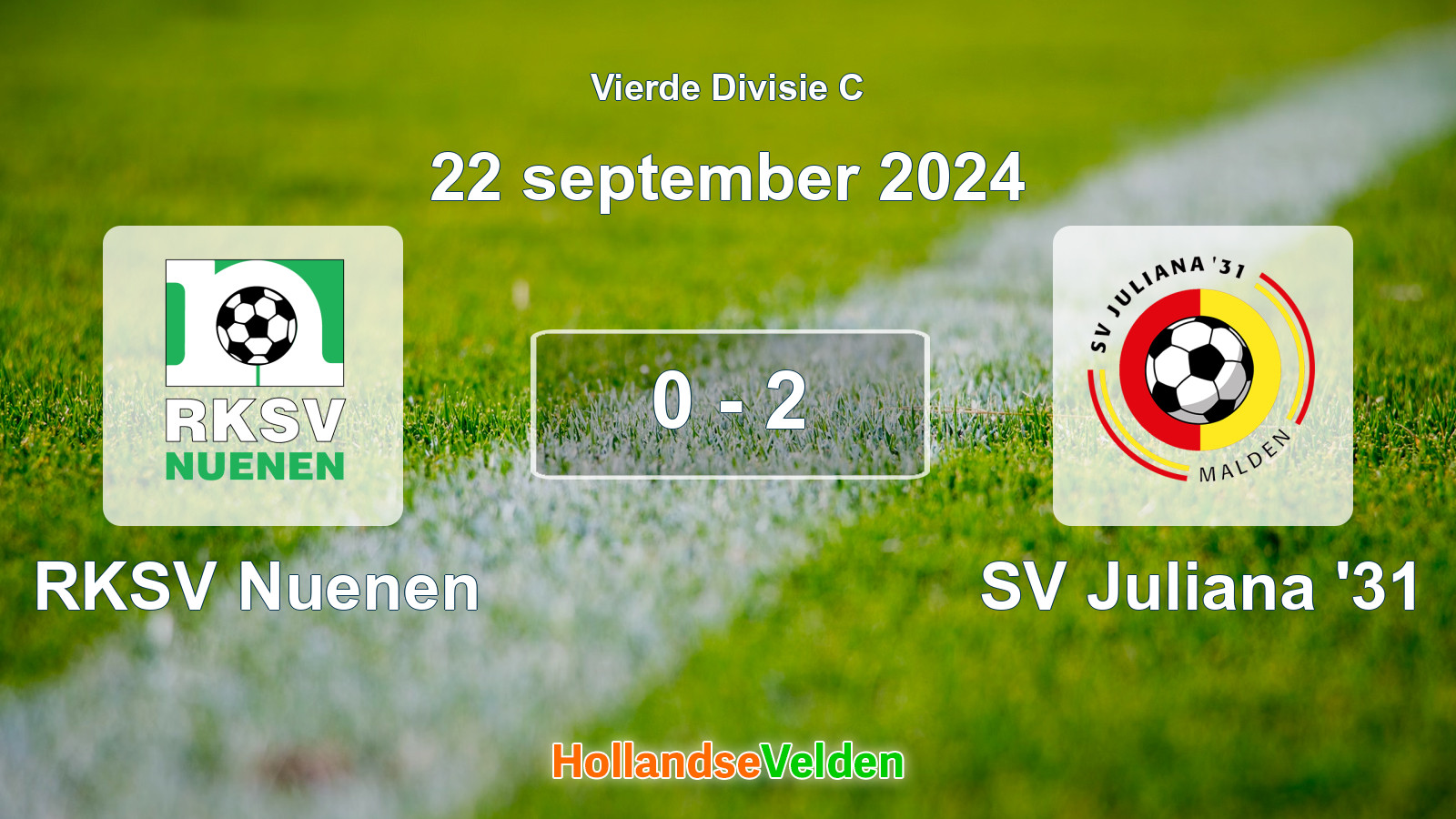 Gespeelde wedstrijd: RKSV Nuenen - SV Juliana '31 0 - 2 (22 september 2024)