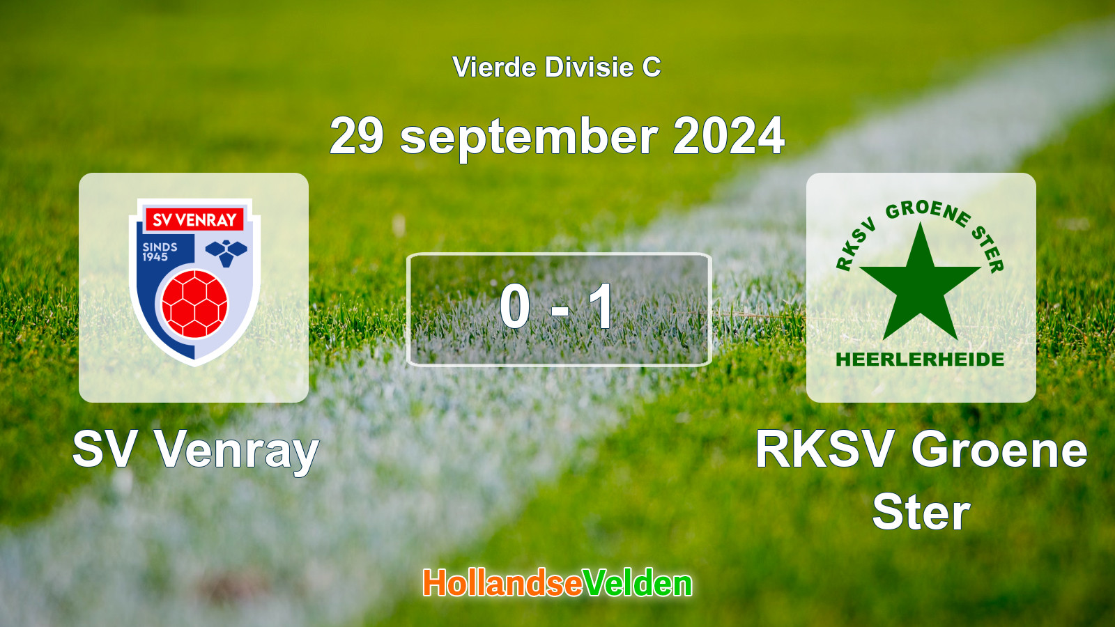 Gespeelde wedstrijd: SV Venray - RKSV Groene Ster 0 - 1 (29 september 2024)
