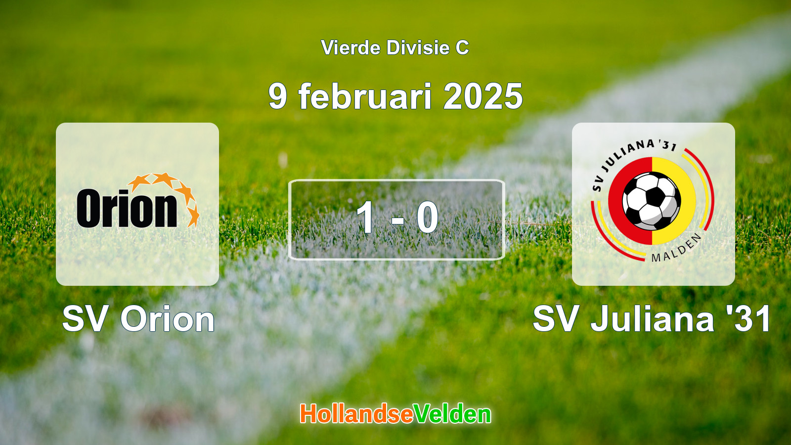 Gespeelde wedstrijd: SV Orion - SV Juliana '31 1 - 0 (9 februari 2025)