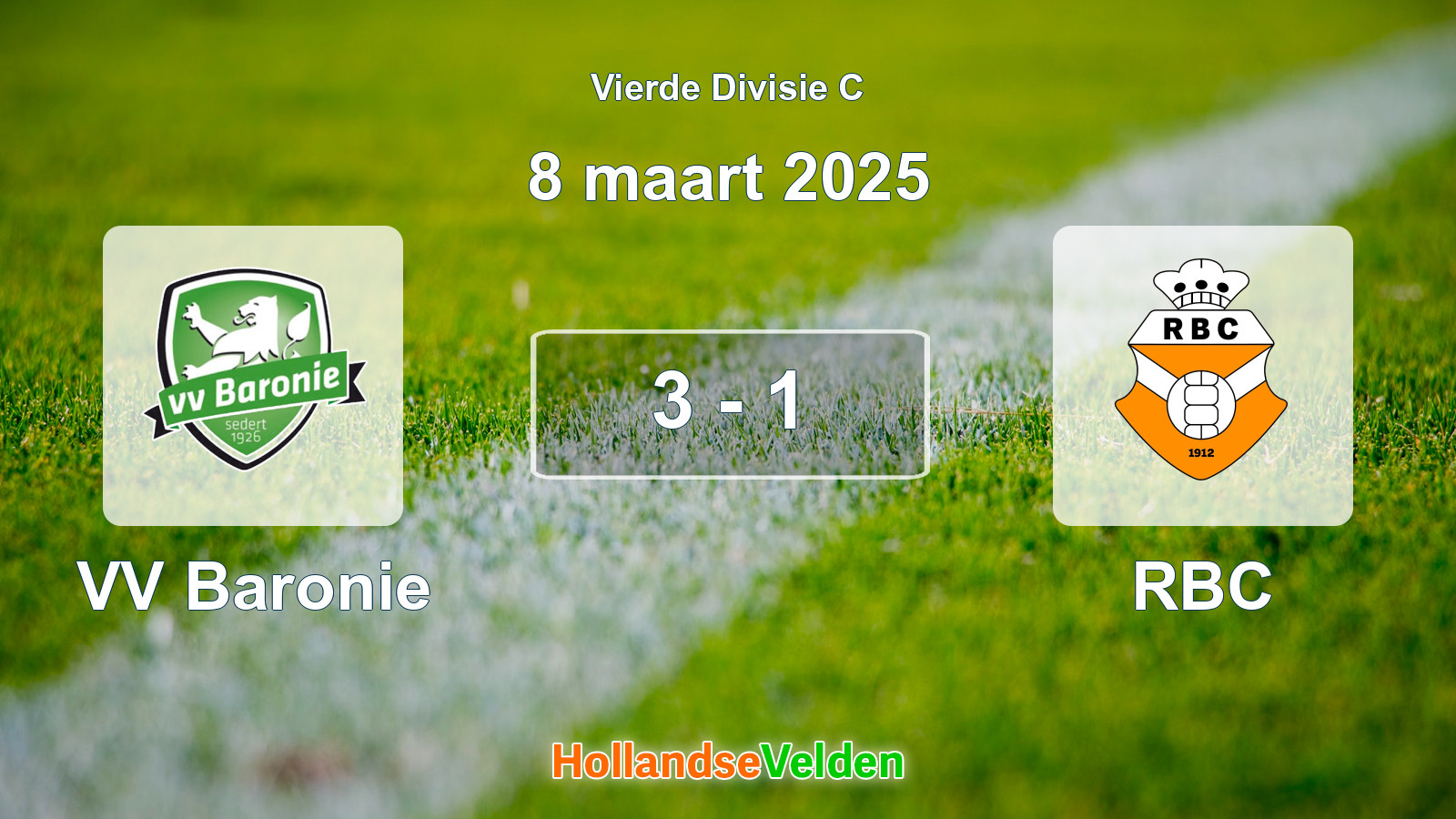 Gespeelde wedstrijd: VV Baronie - RBC 3 - 1 (8 maart 2025)