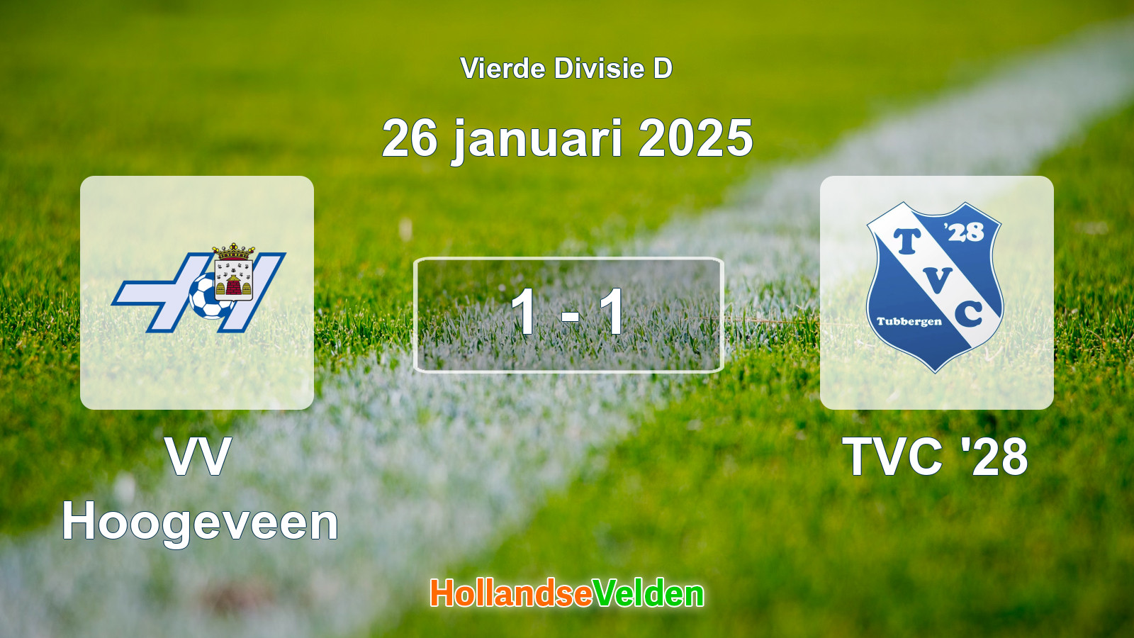 Gespeelde wedstrijd: VV Hoogeveen - TVC '28 1 - 1 (26 januari 2025)