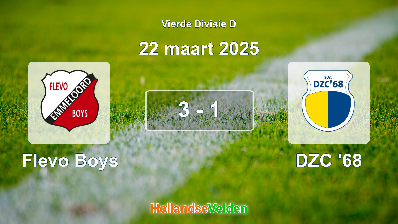 Gespeelde wedstrijd: Flevo Boys - DZC '68 3 - 1 (22 maart 2025)
