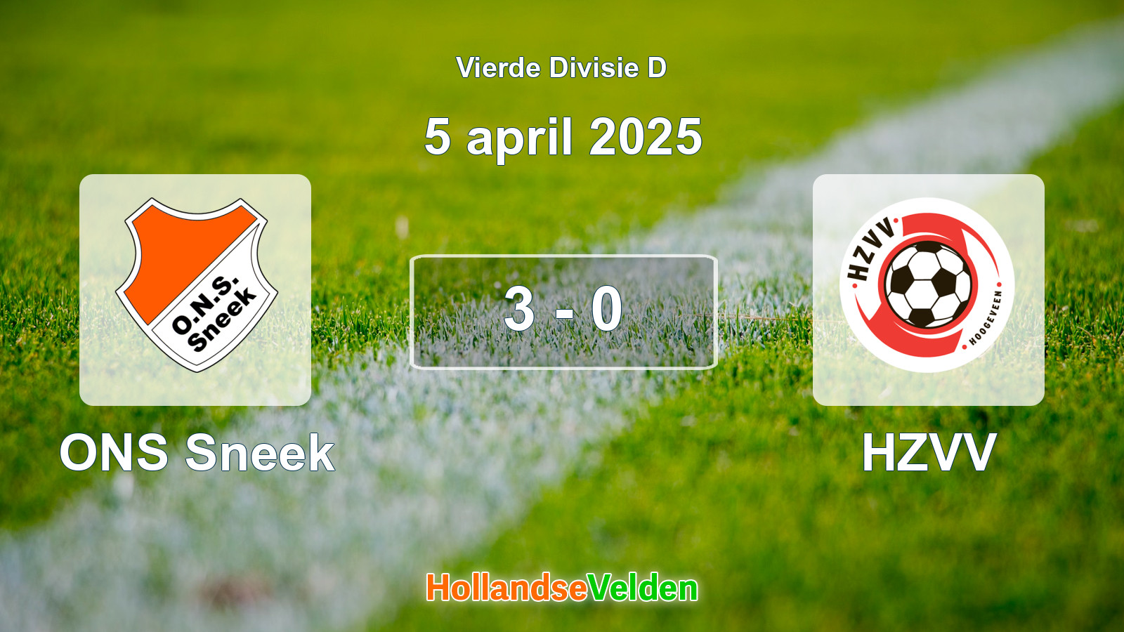 Gespeelde wedstrijd: ONS Sneek - HZVV 3 - 0 (5 april 2025)