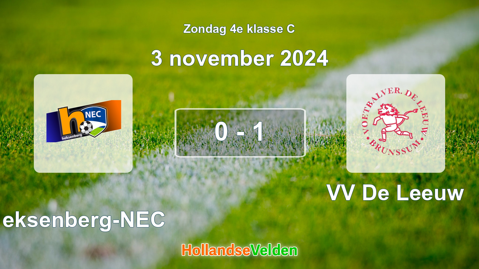 Gespeelde wedstrijd: Heksenberg-NEC - VV De Leeuw 0 - 1 (3 november 2024)