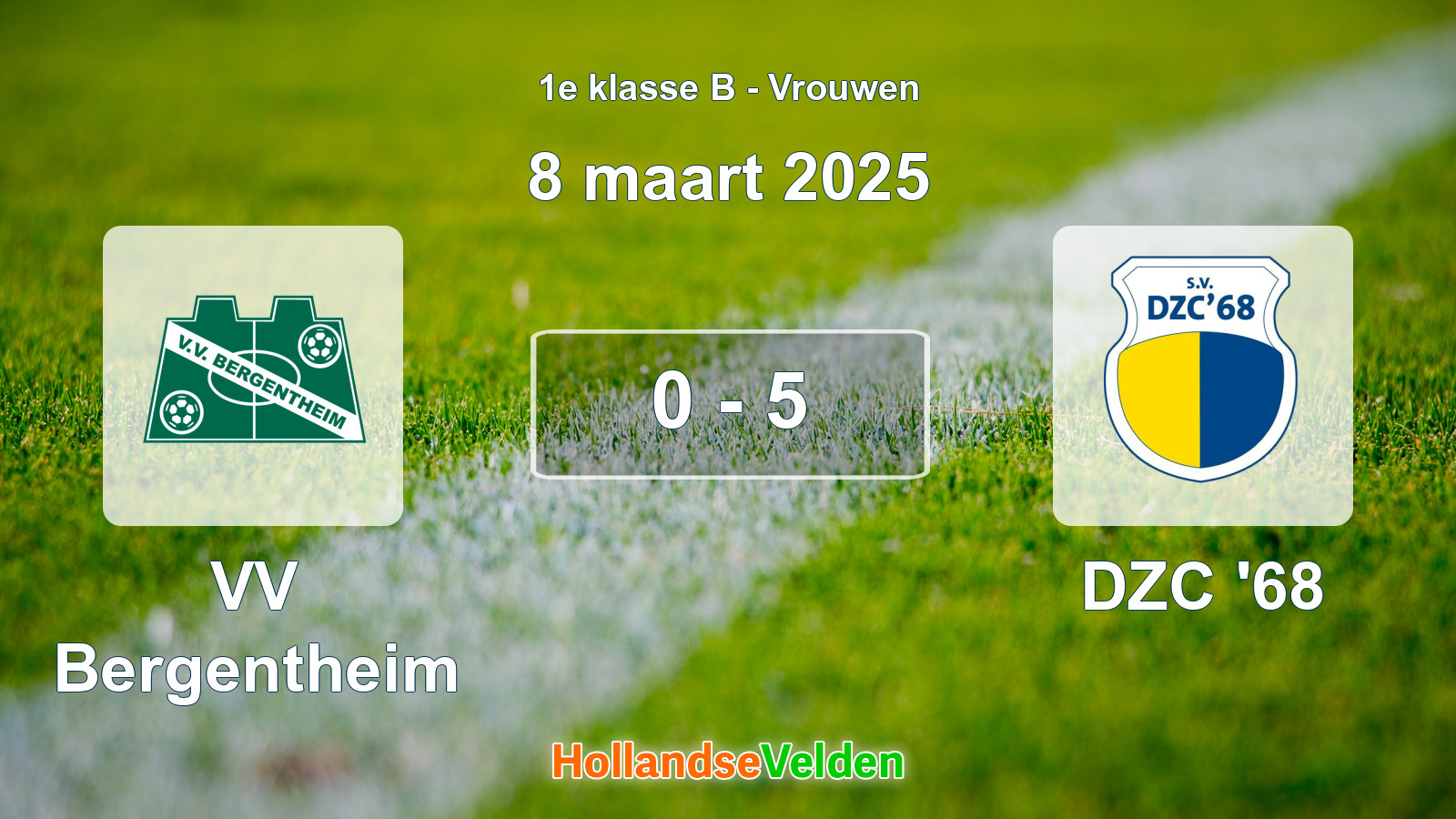 Gespeelde wedstrijd: VV Bergentheim - DZC '68 0 - 5 (8 maart 2025)