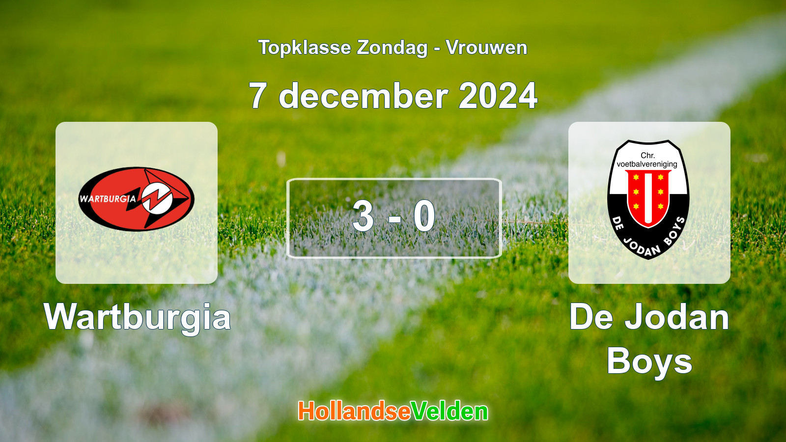 Gespeelde wedstrijd: Wartburgia - De Jodan Boys 3 - 0 (7 december 2024)