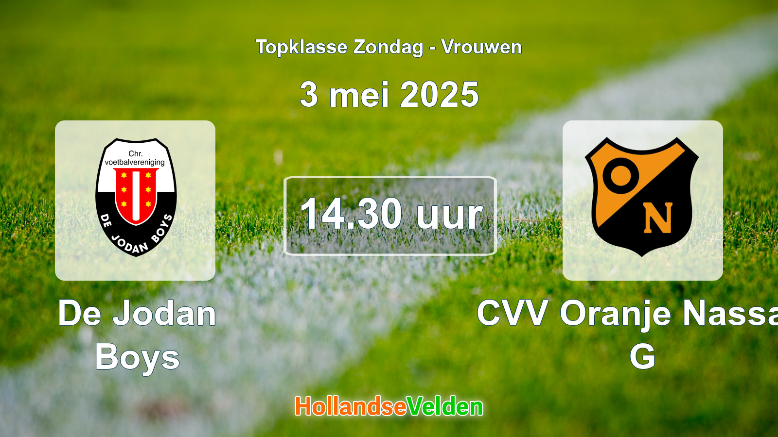 Geplande wedstrijd: De Jodan Boys - CVV Oranje Nassau G (3 mei 2025)