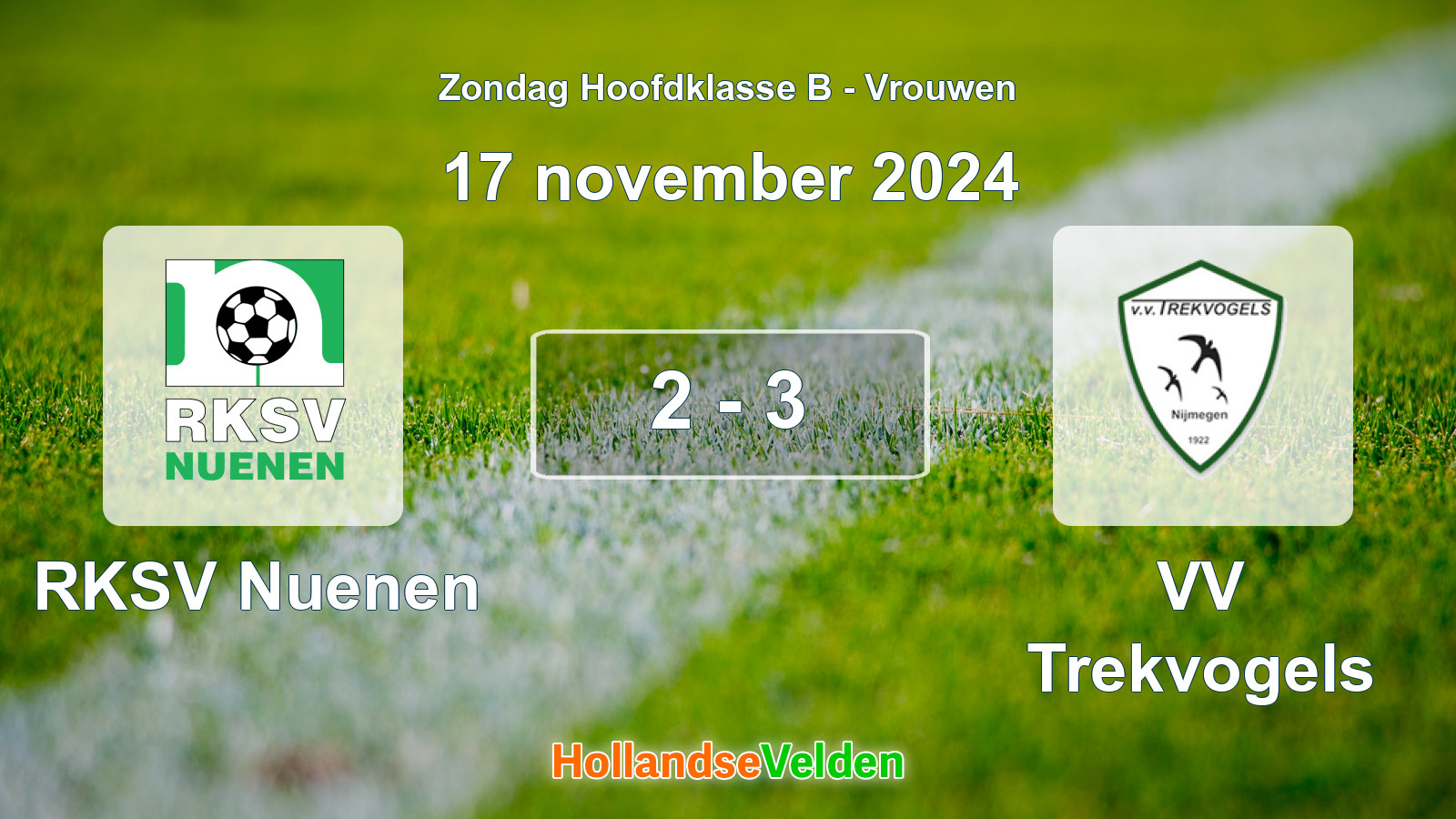 Gespeelde wedstrijd: RKSV Nuenen - VV Trekvogels 2 - 3 (17 november 2024)