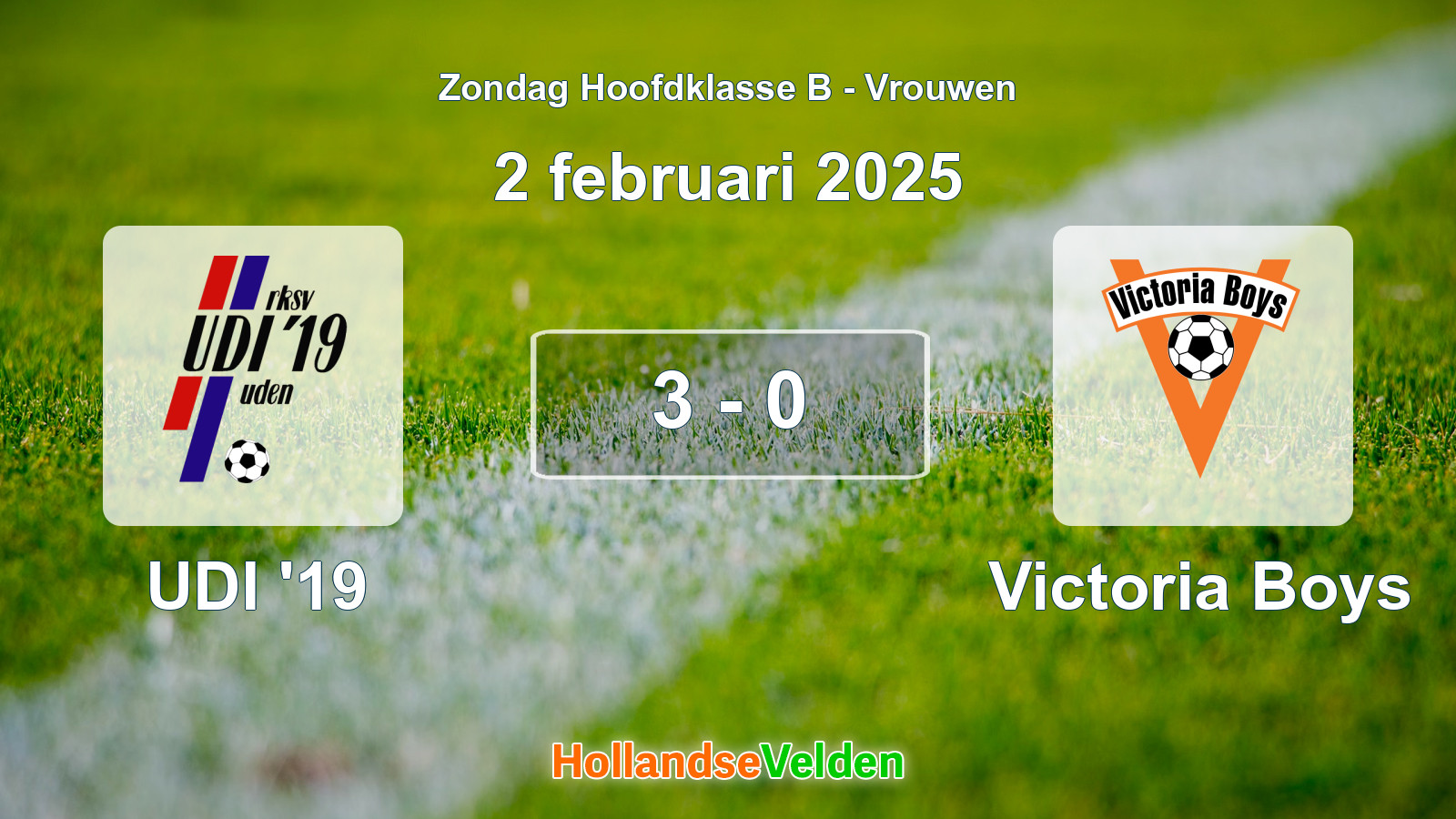 Gespeelde wedstrijd: UDI '19 - Victoria Boys 3 - 0 (2 februari 2025)
