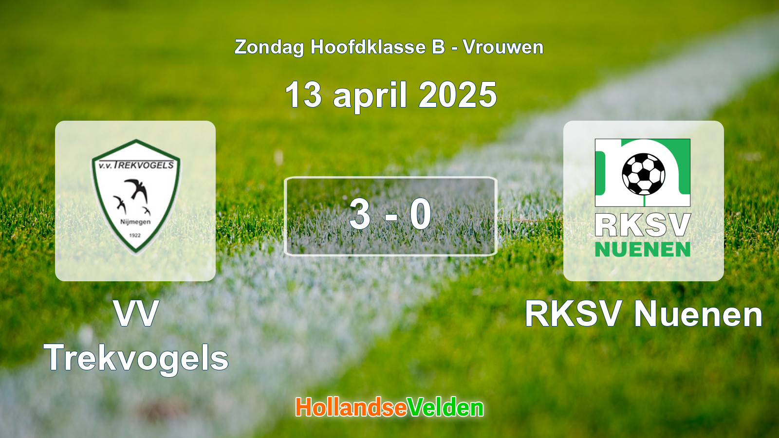 Gespeelde wedstrijd: VV Trekvogels - RKSV Nuenen 3 - 0 (13 april 2025)