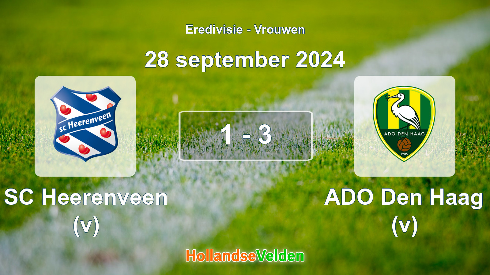 Gespeelde wedstrijd: SC Heerenveen (v) - ADO Den Haag (v) 1 - 3 (28 september 2024)
