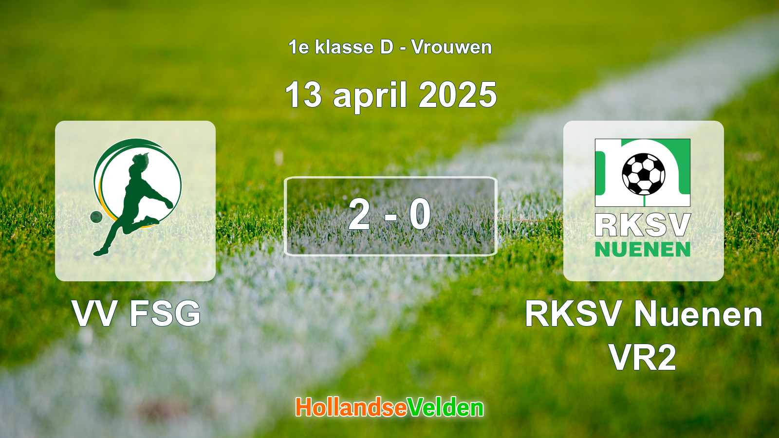 Gespeelde wedstrijd: VV FSG - RKSV Nuenen VR2 2 - 0 (13 april 2025)