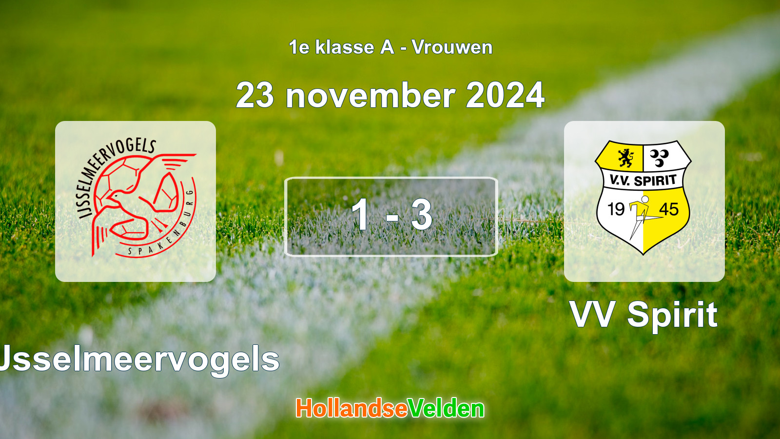 Gespeelde wedstrijd: IJsselmeervogels - VV Spirit 1 - 3 (23 november 2024)