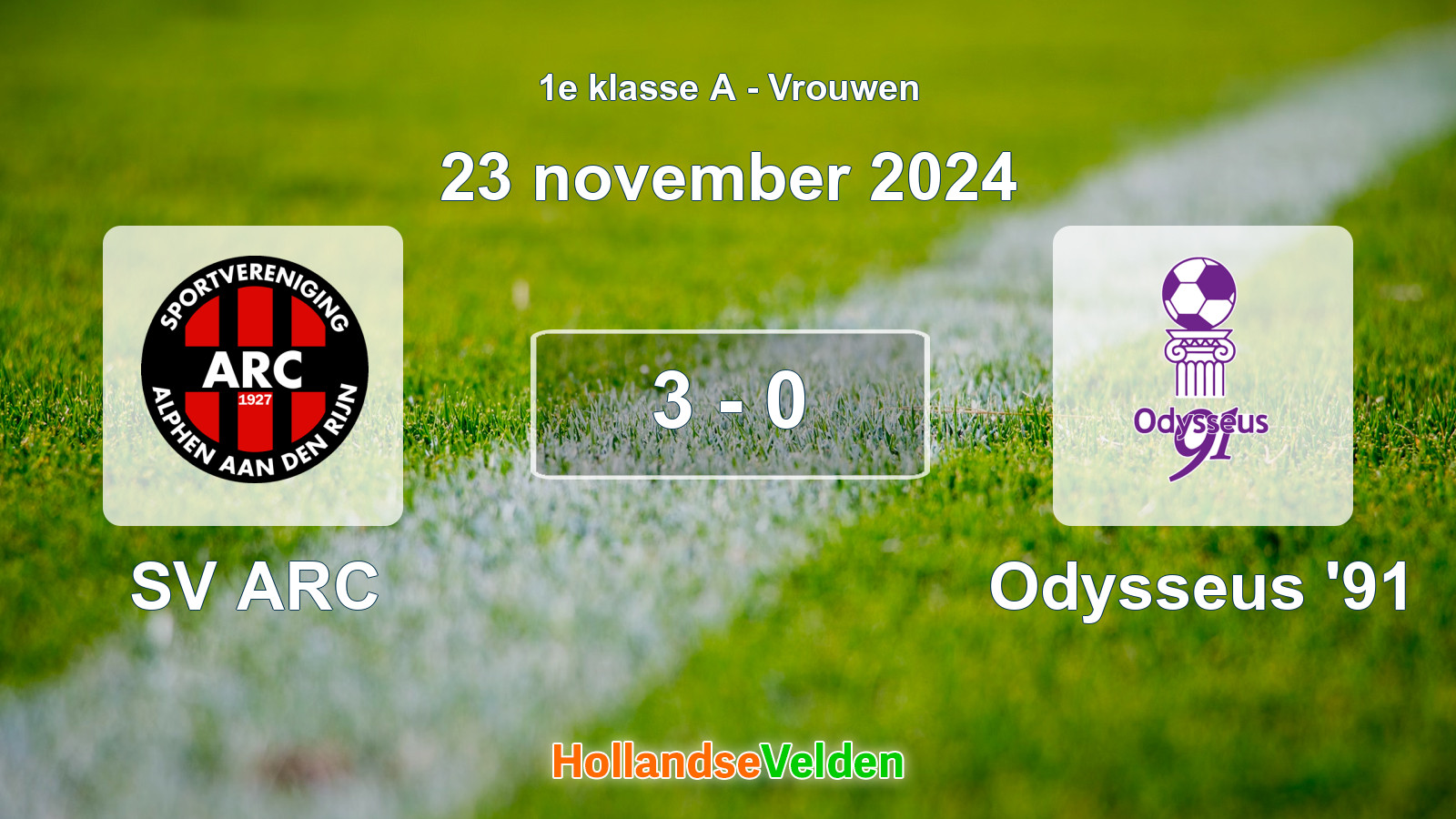Gespeelde wedstrijd: SV ARC - Odysseus '91 3 - 0 (23 november 2024)