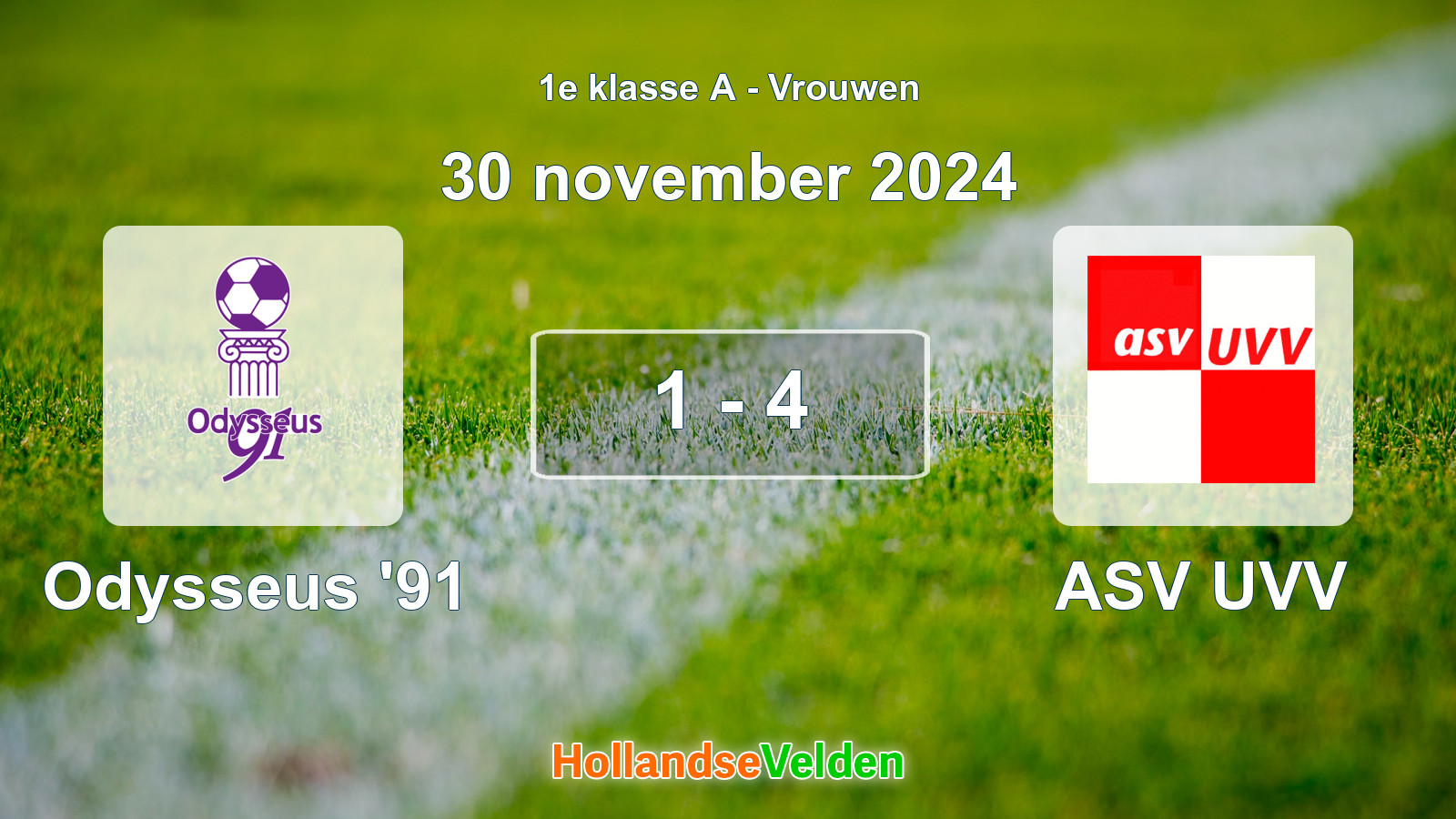 Gespeelde wedstrijd: Odysseus '91 - ASV UVV 1 - 4 (30 november 2024)