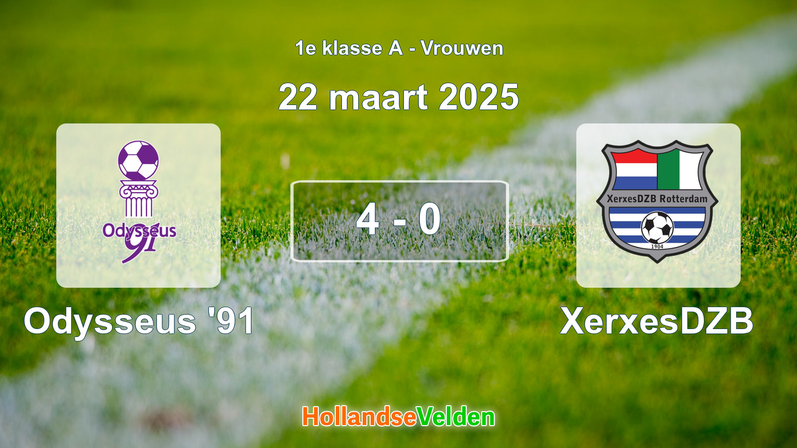 Gespeelde wedstrijd: Odysseus '91 - XerxesDZB 4 - 0 (22 maart 2025)
