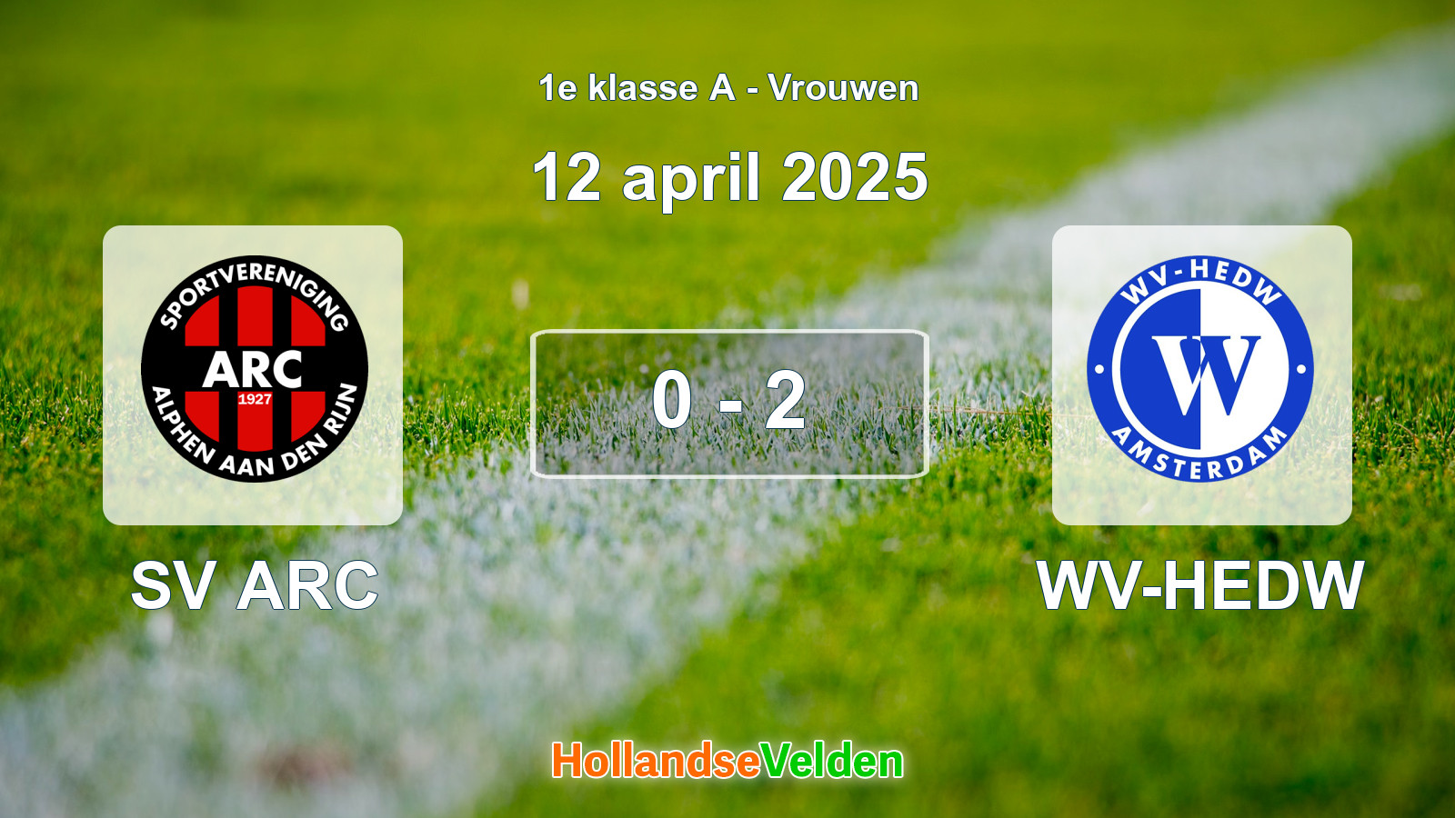 Gespeelde wedstrijd: SV ARC - WV-HEDW 0 - 2 (12 april 2025)