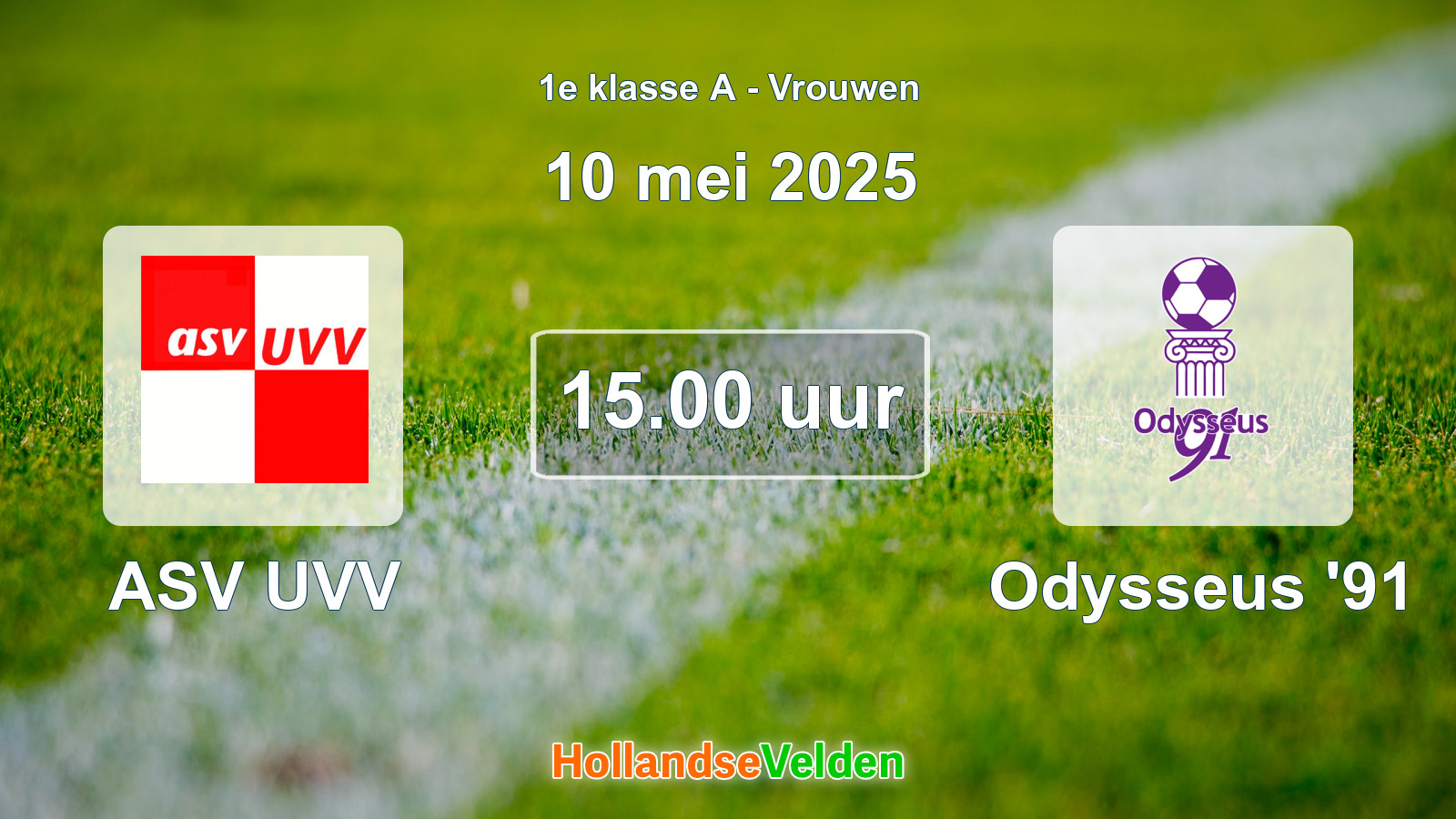 Geplande wedstrijd: ASV UVV - Odysseus '91 (10 mei 2025)