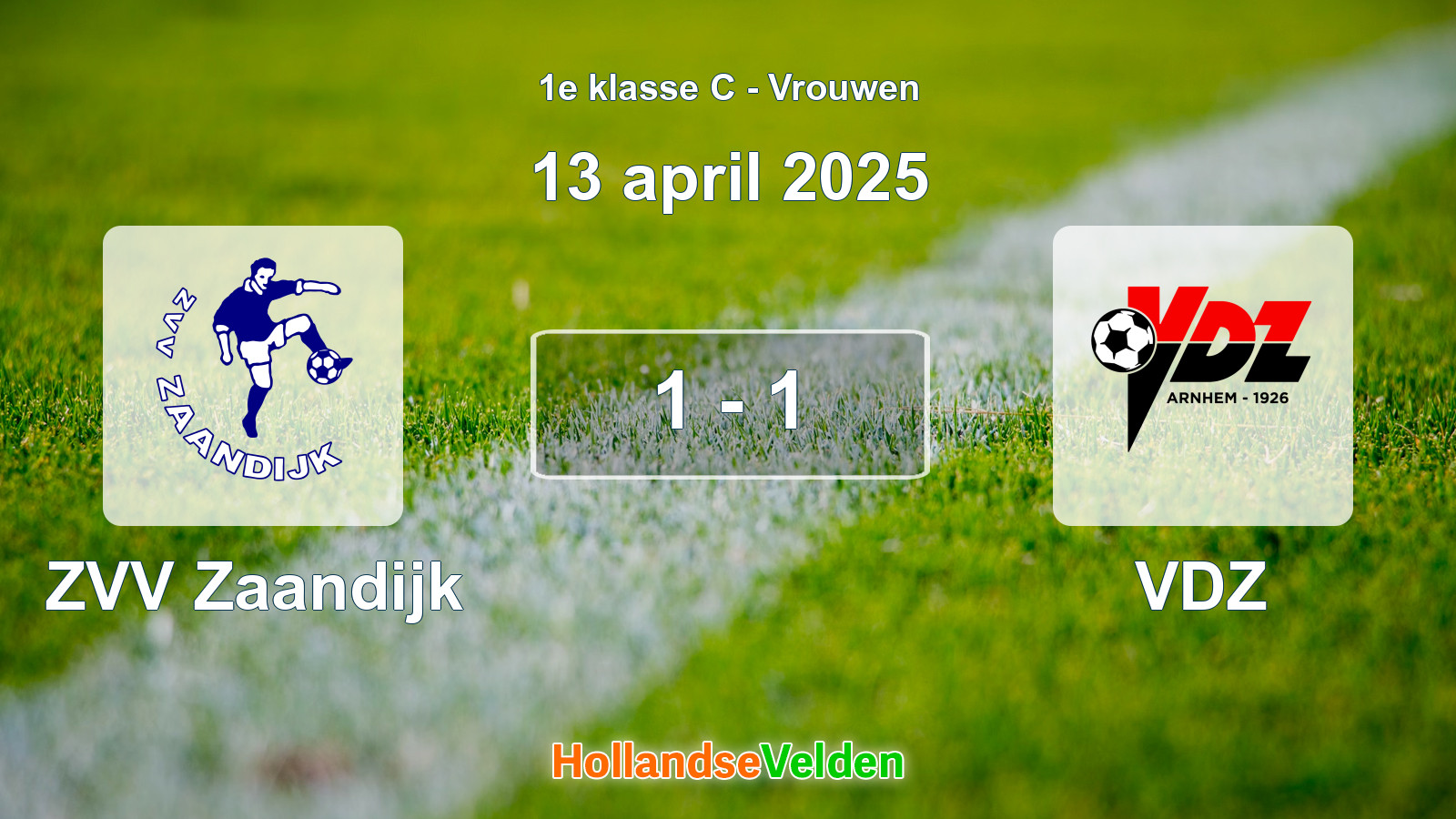 Gespeelde wedstrijd: ZVV Zaandijk - VDZ 1 - 1 (13 april 2025)