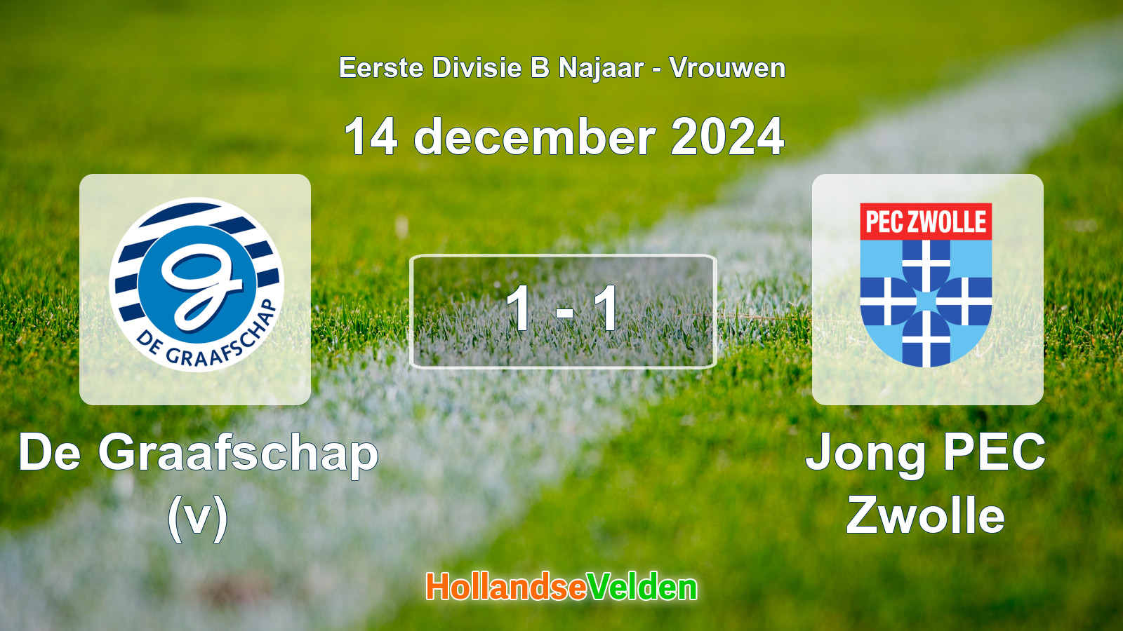 Gespeelde wedstrijd: De Graafschap (v) - Jong PEC Zwolle 1 - 1 (14 december 2024)