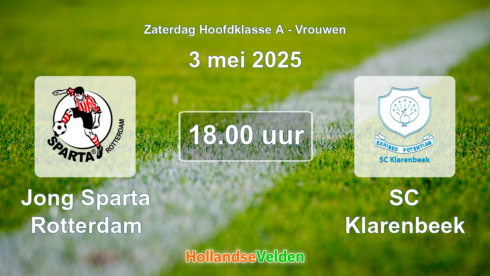 Geplande wedstrijd: Jong Sparta Rotterdam - SC Klarenbeek (3 mei 2025)