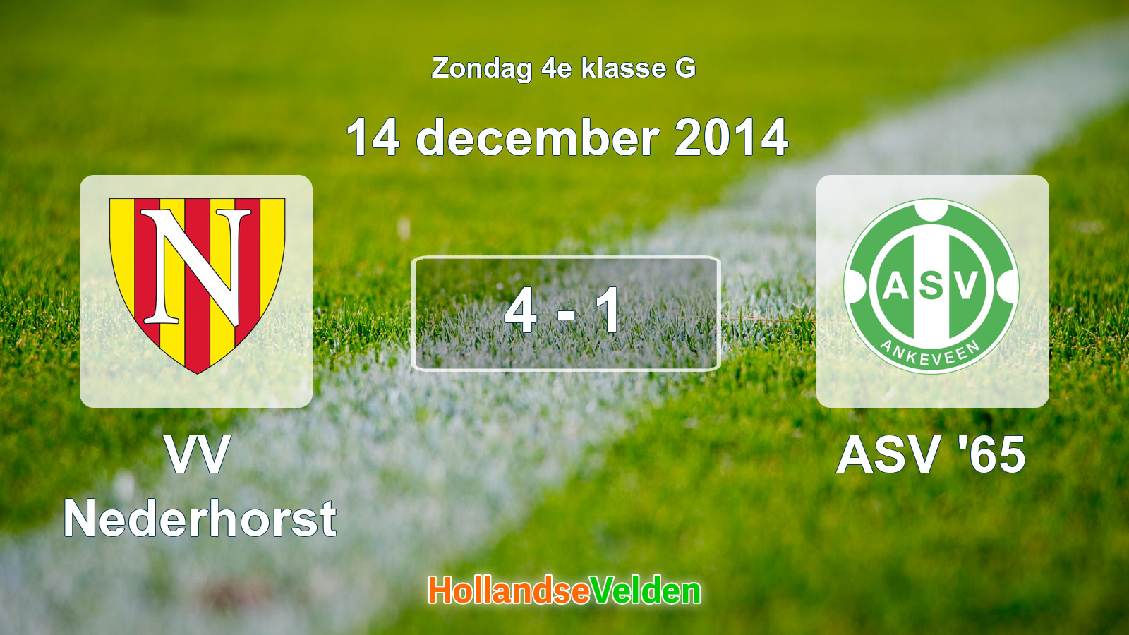 Gespeelde wedstrijd: VV Nederhorst - ASV '65 4 - 1 (14 december 2014)