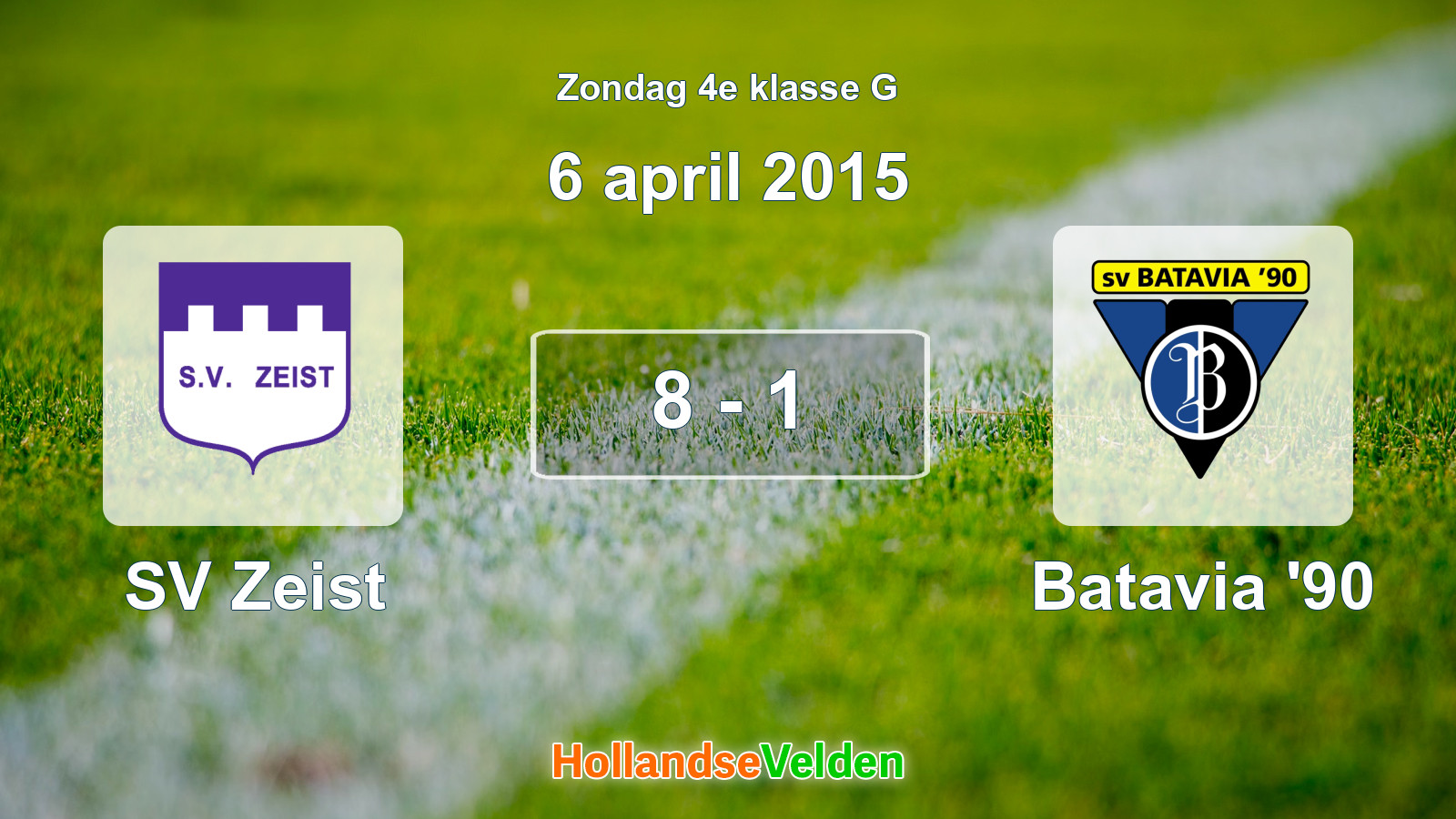 Gespeelde wedstrijd: SV Zeist - Batavia '90 8 - 1 (6 april 2015)