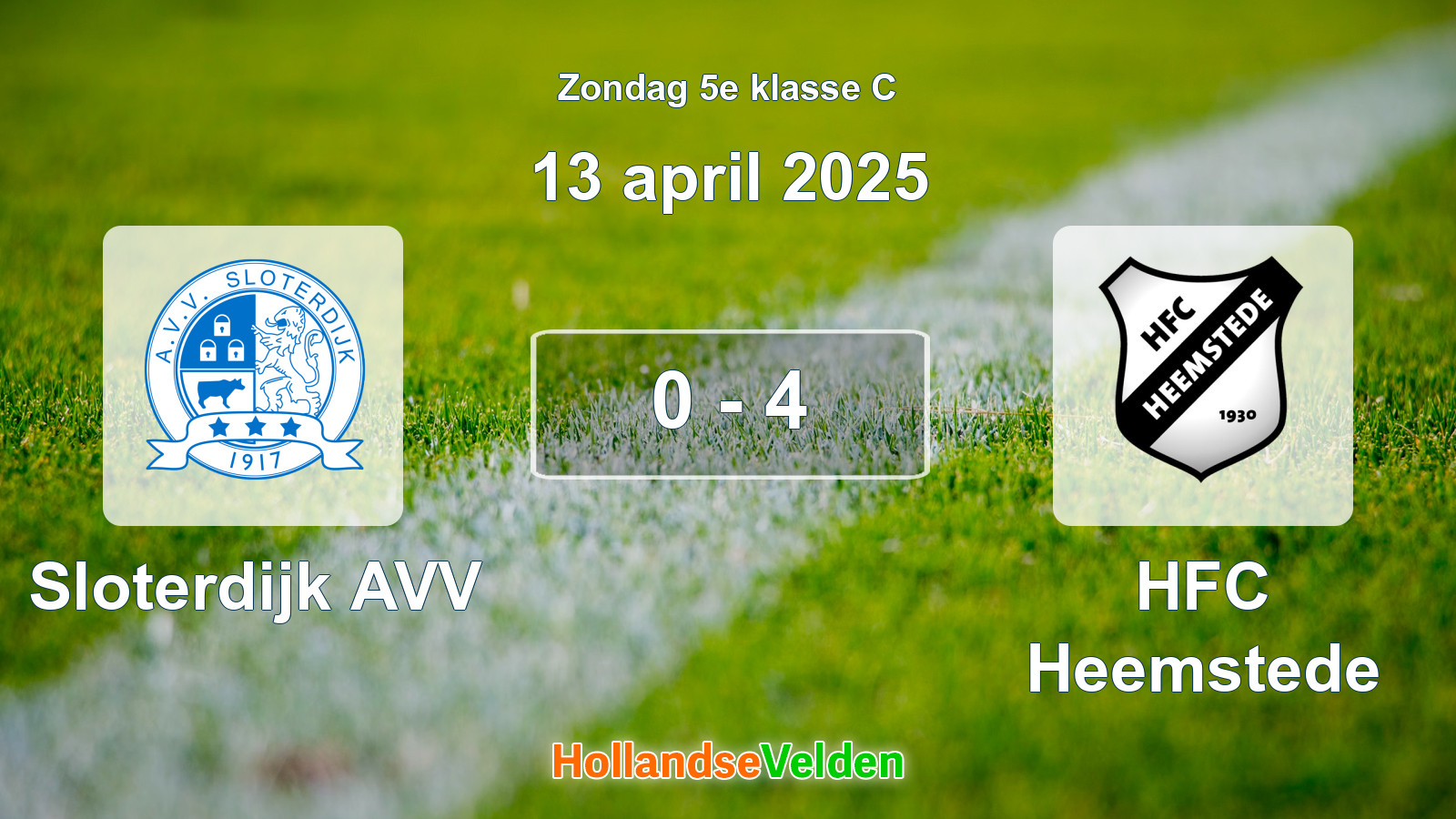 Gespeelde wedstrijd: Sloterdijk AVV - HFC Heemstede 0 - 4 (13 april 2025)