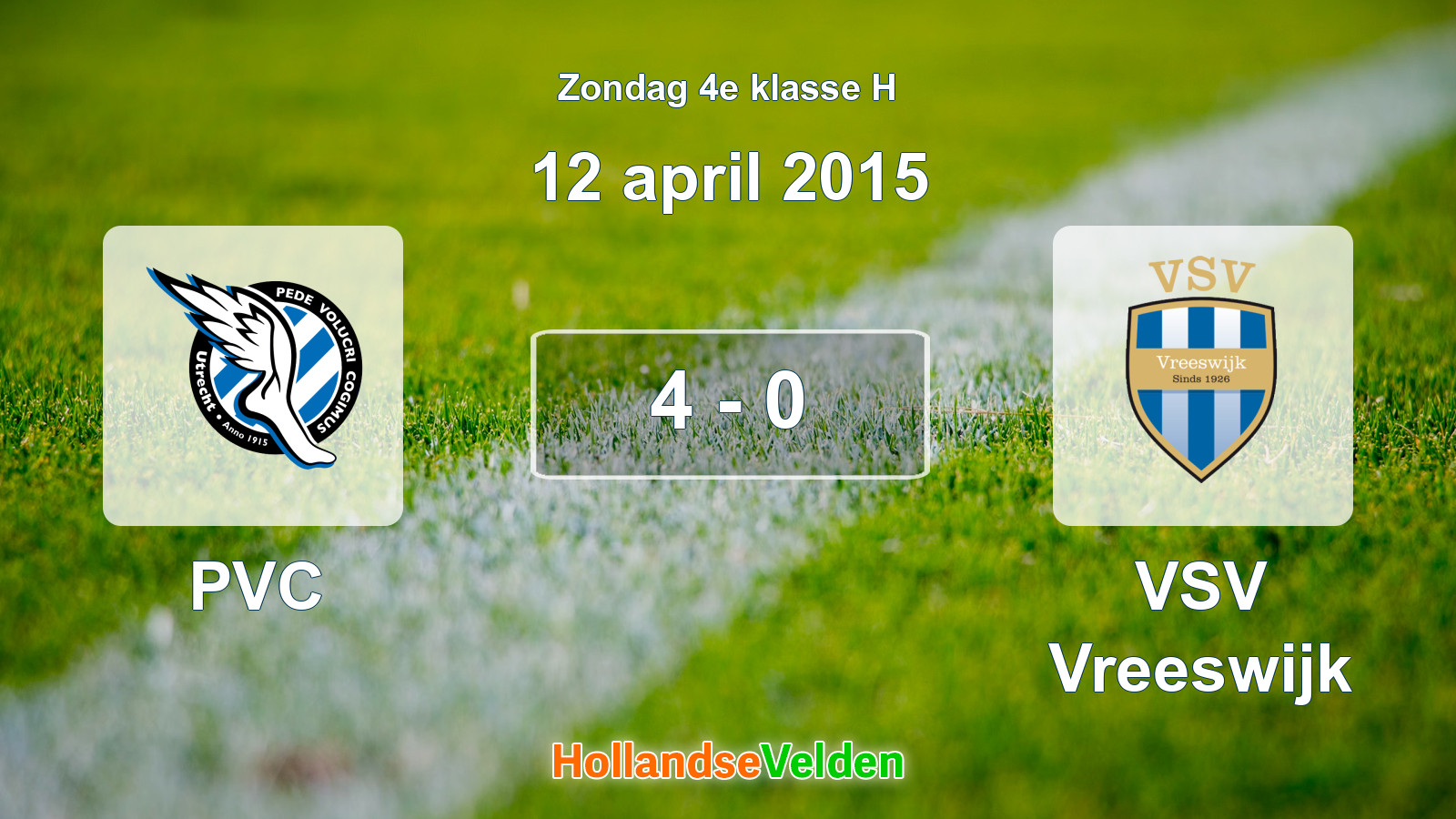 Gespeelde wedstrijd: PVC - VSV Vreeswijk 4 - 0 (12 april 2015)