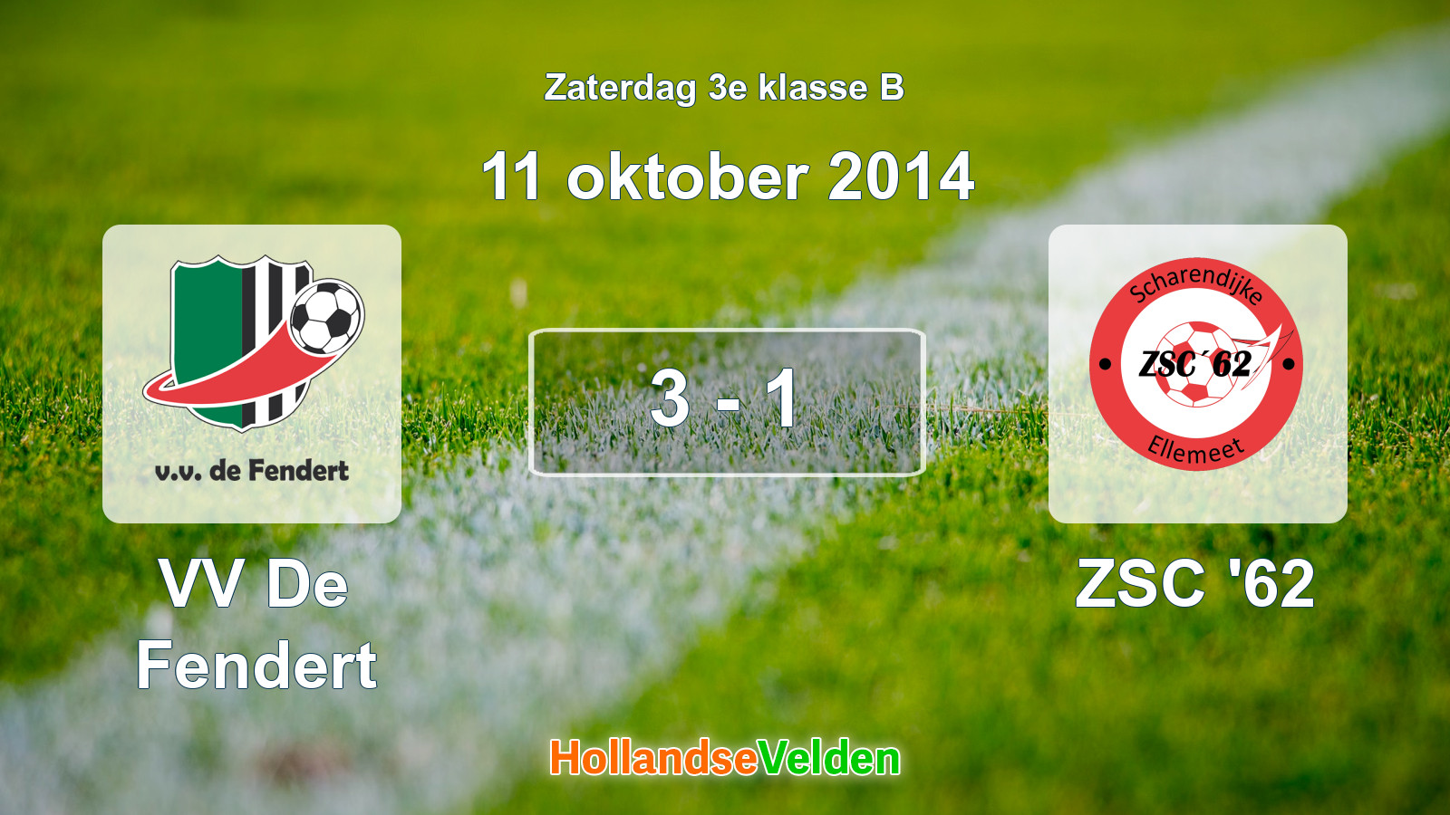 Gespeelde wedstrijd: VV De Fendert - ZSC '62 3 - 1 (11 oktober 2014)