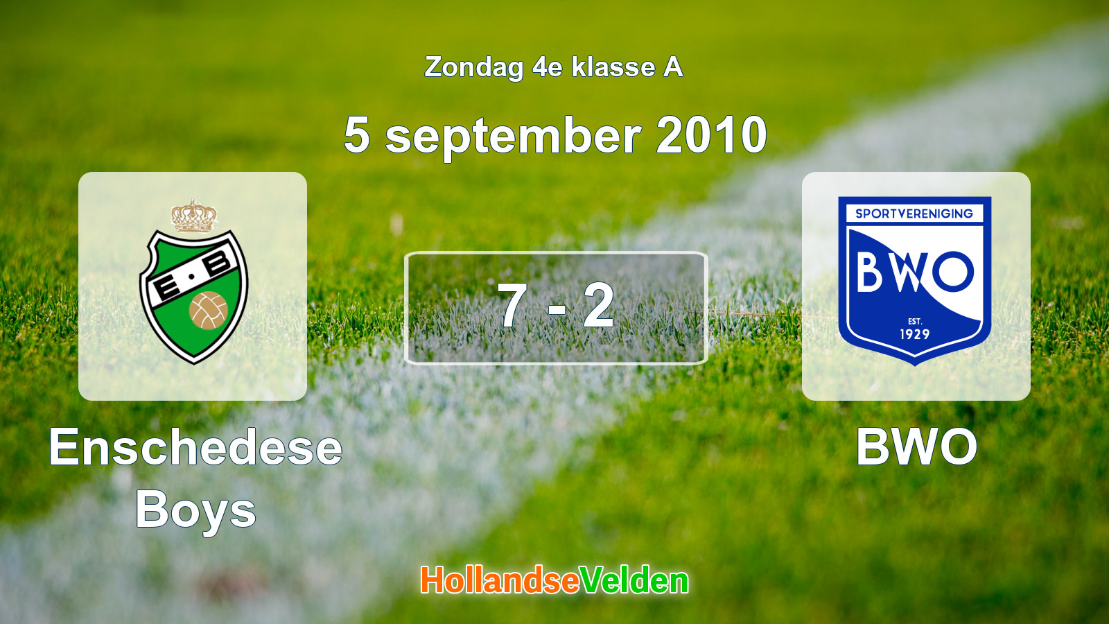 Gespeelde wedstrijd: Enschedese Boys - BWO 7 - 2 (5 september 2010)