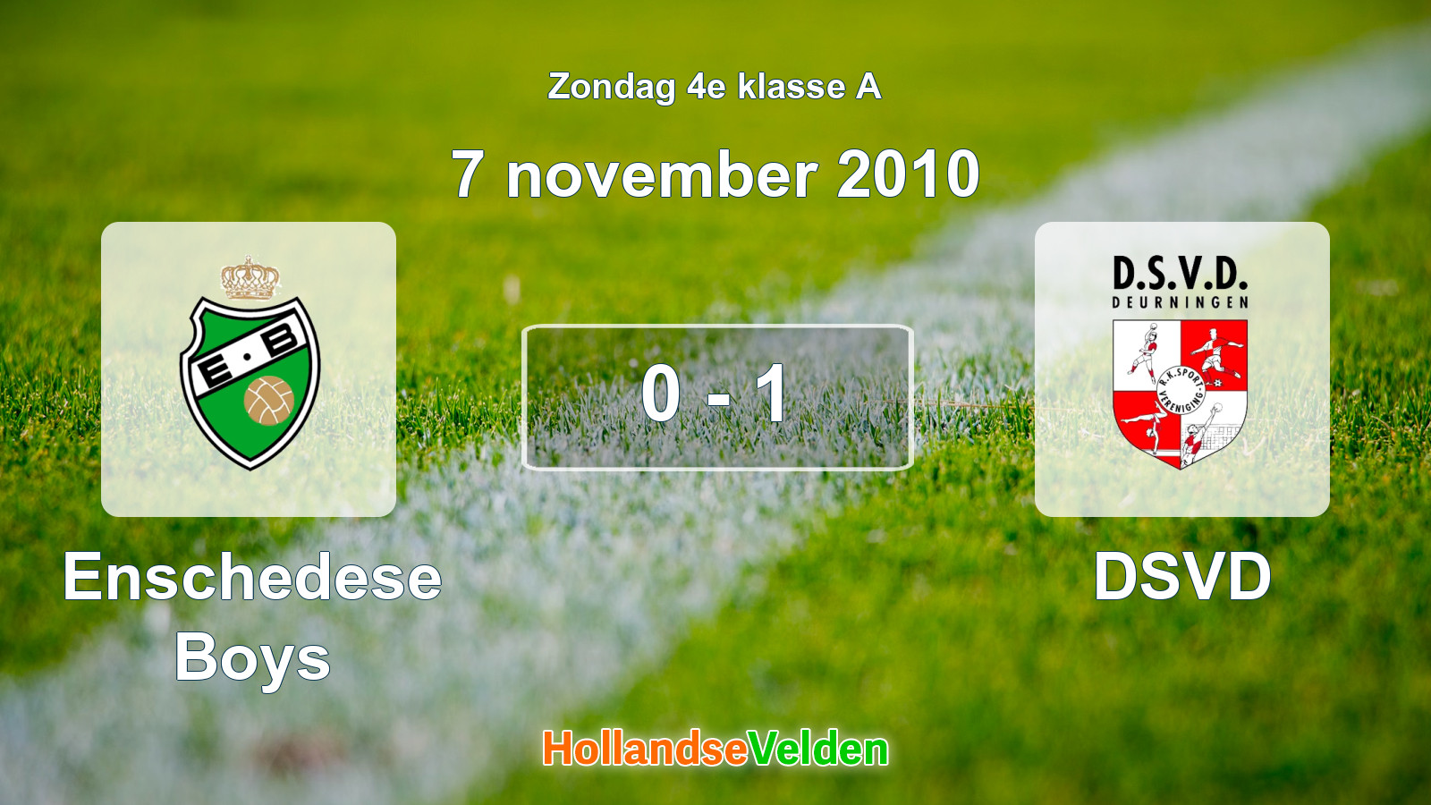 Gespeelde wedstrijd: Enschedese Boys - DSVD 0 - 1 (7 november 2010)